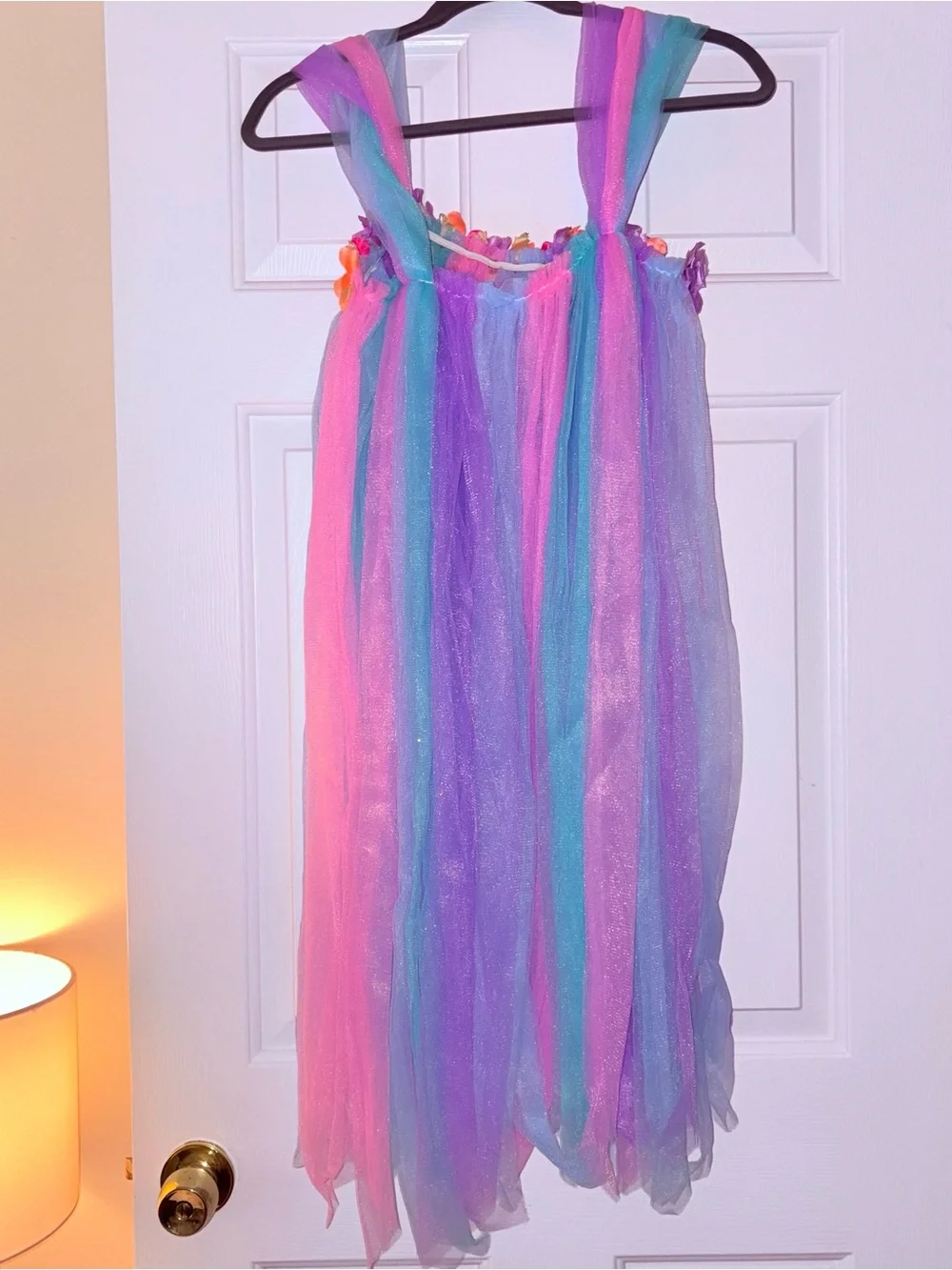 Pastel Rainbow Tulle Fairy Dress & Matching Flower ribbon Headpiece Set